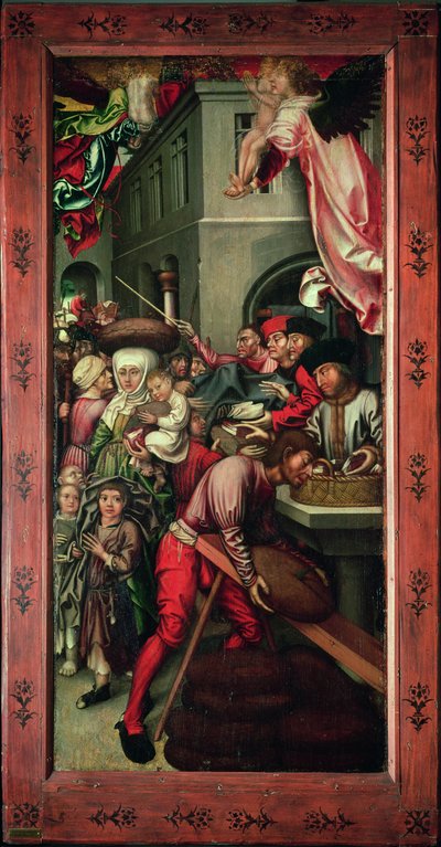 ブグノン祭壇画：チャリティーを描いた右側のパネル、1507年頃 作： Hans Fries